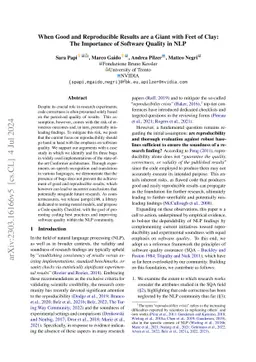 When Good and Reproducible Results are a Giant with Feet of Clay: The
  Importance of Software Quality in NLP