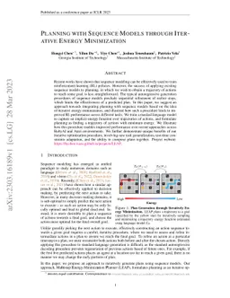 Planning with Sequence Models through Iterative Energy Minimization