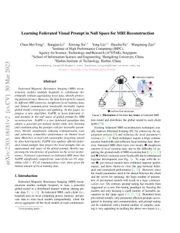 Learning Federated Visual Prompt in Null Space for MRI Reconstruction