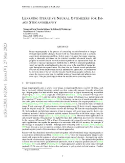 Learning Iterative Neural Optimizers for Image Steganography
