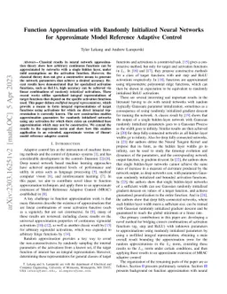 Function Approximation with Randomly Initialized Neural Networks for
  Approximate Model Reference Adaptive Control