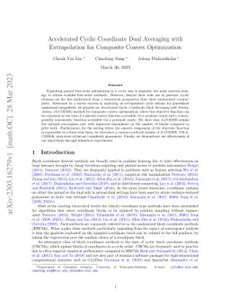 Accelerated Cyclic Coordinate Dual Averaging with Extrapolation for
  Composite Convex Optimization