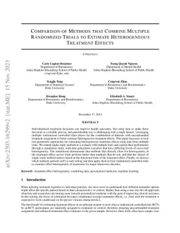 Comparison of Methods that Combine Multiple Randomized Trials to
  Estimate Heterogeneous Treatment Effects