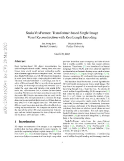 SnakeVoxFormer: Transformer-based Single Image\\Voxel Reconstruction
  with Run Length Encoding