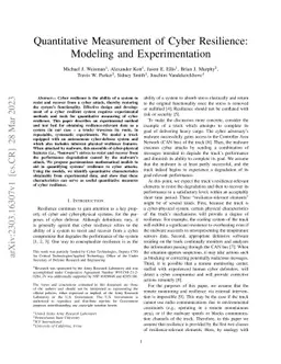 Quantitative Measurement of Cyber Resilience: Modeling and Experimentation