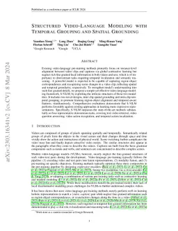 Structured Video-Language Modeling with Temporal Grouping and Spatial
  Grounding