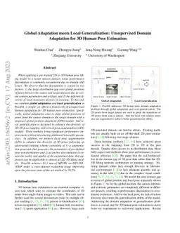 Global Adaptation meets Local Generalization: Unsupervised Domain
  Adaptation for 3D Human Pose Estimation