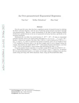 An Over-parameterized Exponential Regression
