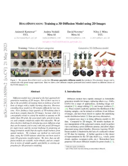 HoloDiffusion: Training a 3D Diffusion Model using 2D Images