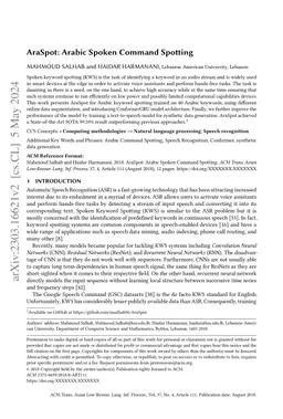 AraSpot: Arabic Spoken Command Spotting