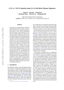 G-Eval: NLG Evaluation using GPT-4 with Better Human Alignment