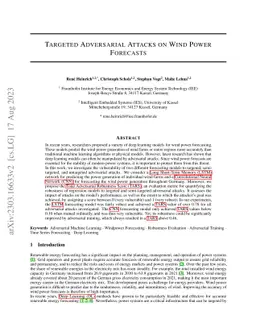Targeted Adversarial Attacks on Wind Power Forecasts