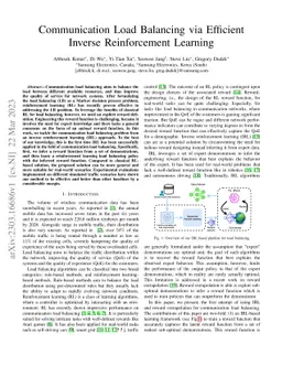 Communication Load Balancing via Efficient Inverse Reinforcement
  Learning