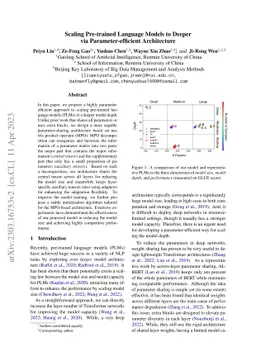 Scaling Pre-trained Language Models to Deeper via Parameter-efficient
  Architecture