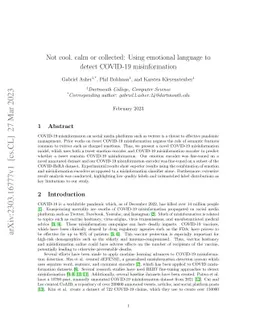 Not cool, calm or collected: Using emotional language to detect COVID-19
  misinformation