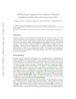 Module-based regularization improves Gaussian graphical models when
  observing noisy data