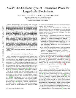 SREP: Out-Of-Band Sync of Transaction Pools for Large-Scale Blockchains