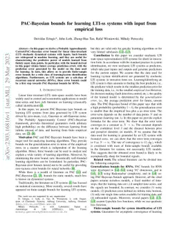 PAC-Bayesian bounds for learning LTI-ss systems with input from
  empirical loss