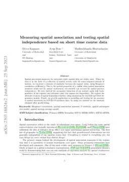 Measuring spatial association and testing spatial independence based on
  short time course data