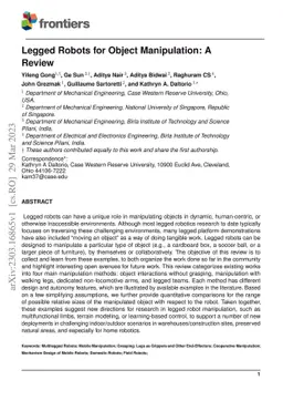 Legged Robots for Object Manipulation: A Review