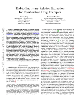 End-to-End $n$-ary Relation Extraction for Combination Drug Therapies