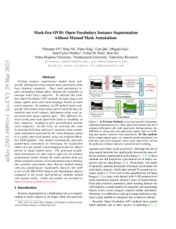 Mask-free OVIS: Open-Vocabulary Instance Segmentation without Manual
  Mask Annotations