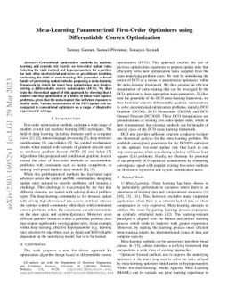Meta-Learning Parameterized First-Order Optimizers using Differentiable
  Convex Optimization