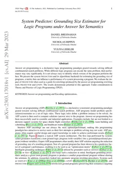 System Predictor: Grounding Size Estimator for Logic Programs under
  Answer Set Semantics