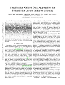 Specification-Guided Data Aggregation for Semantically Aware Imitation
  Learning
