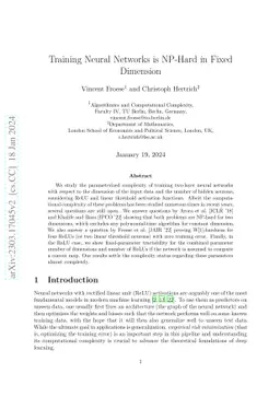 Training Neural Networks is NP-Hard in Fixed Dimension