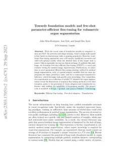 Towards Foundation Models and Few-Shot Parameter-Efficient Fine-Tuning for Volumetric Organ Segmentation