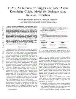 TLAG: An Informative Trigger and Label-Aware Knowledge Guided Model for
  Dialogue-based Relation Extraction