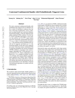 Contextual Combinatorial Bandits with Probabilistically Triggered Arms