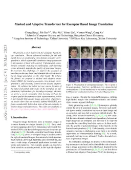 Masked and Adaptive Transformer for Exemplar Based Image Translation