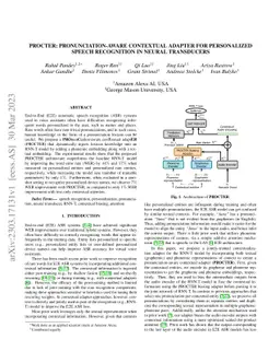 PROCTER: PROnunciation-aware ConTextual adaptER for personalized speech
  recognition in neural transducers