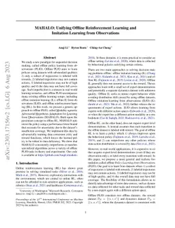 MAHALO: Unifying Offline Reinforcement Learning and Imitation Learning
  from Observations