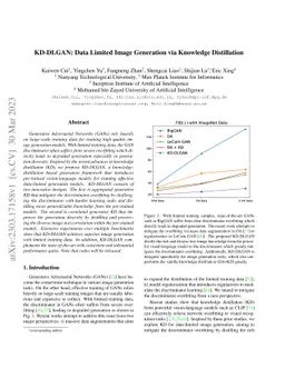 KD-DLGAN: Data Limited Image Generation via Knowledge Distillation