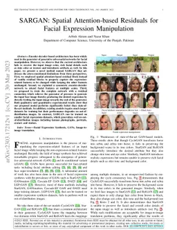 SARGAN: Spatial Attention-based Residuals for Facial Expression
  Manipulation