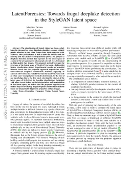 LatentForensics: Towards frugal deepfake detection in the StyleGAN latent space