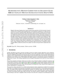 Retrospective Motion Correction in Gradient Echo MRI by Explicit Motion
  Estimation Using Deep CNNs
