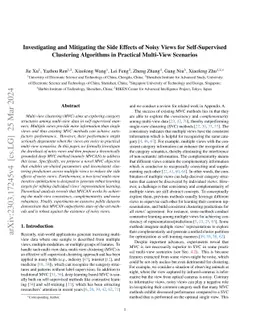 Investigating and Mitigating the Side Effects of Noisy Views for
  Self-Supervised Clustering Algorithms in Practical Multi-View Scenarios