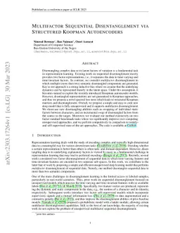 Multifactor Sequential Disentanglement via Structured Koopman
  Autoencoders