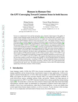 Humans in Humans Out: On GPT Converging Toward Common Sense in both
  Success and Failure
