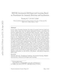 ISSTAD: Incremental Self-Supervised Learning Based on Transformer for
  Anomaly Detection and Localization