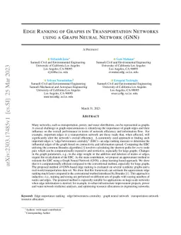 Edge Ranking of Graphs in Transportation Networks using a Graph Neural
  Network (GNN)
