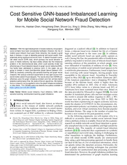 Cost Sensitive GNN-based Imbalanced Learning for Mobile Social Network
  Fraud Detection