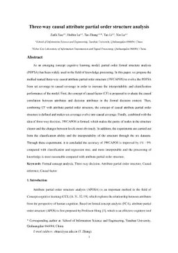 Three-way causal attribute partial order structure analysis