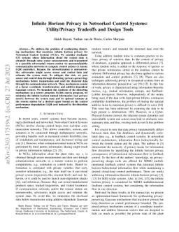 Infinite Horizon Privacy in Networked Control Systems: Utility/Privacy
  Tradeoffs and Design Tools