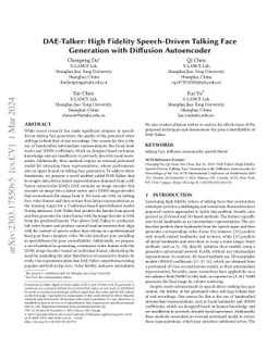 DAE-Talker: High Fidelity Speech-Driven Talking Face Generation with
  Diffusion Autoencoder