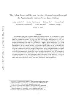 The Online Pause and Resume Problem: Optimal Algorithms and An
  Application to Carbon-Aware Load Shifting